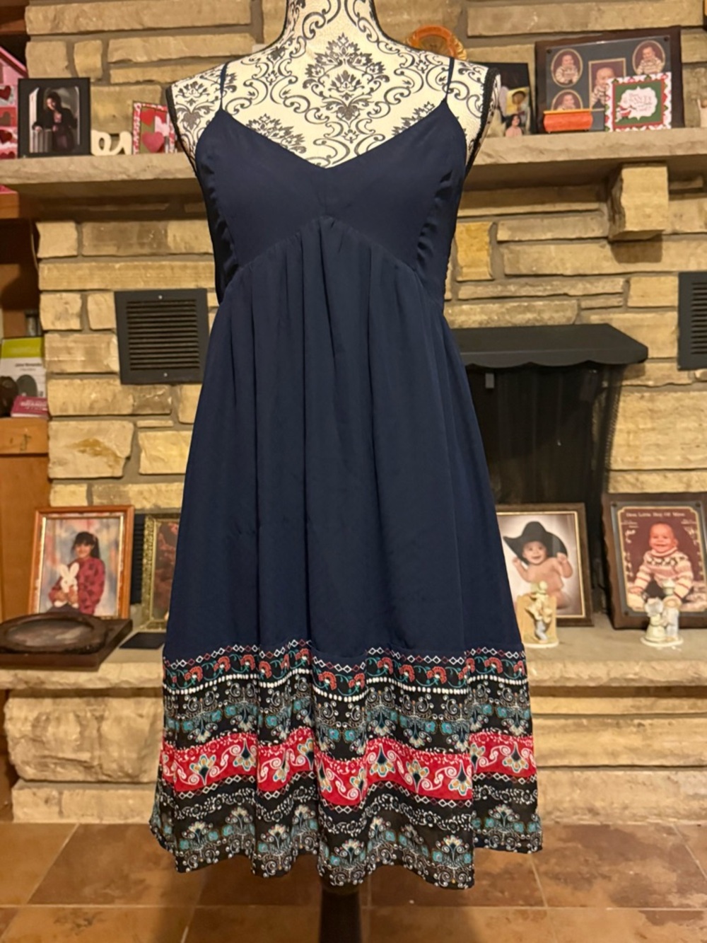 Maurice’s women’sNautica Navy Midi Sundress with Multicolor Embroidered Border